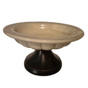 New Ceramic and Wood Pedestal Bowl‎ From Ace Hardware